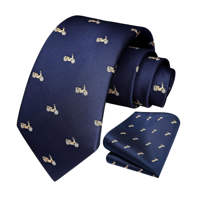 Pattern Tie Handkerchief Set - NAVY BLUE