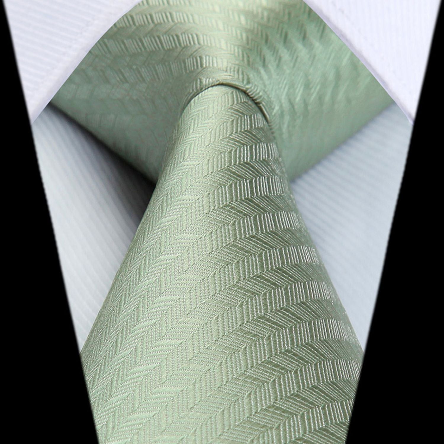 Solid Houndstooth Tie Handkerchief Set - SAGE GREEN
