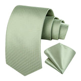 Solid Houndstooth Tie Handkerchief Set - SAGE GREEN