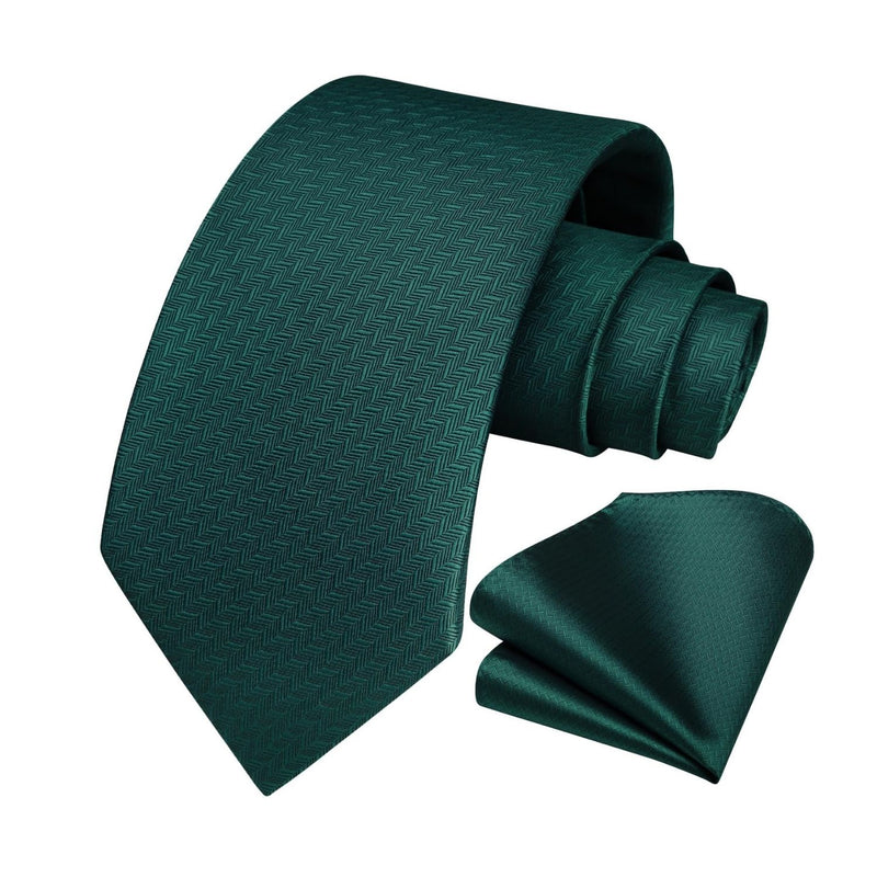 Houndstooth Tie Handkerchief Set - F6 DARK GREEN