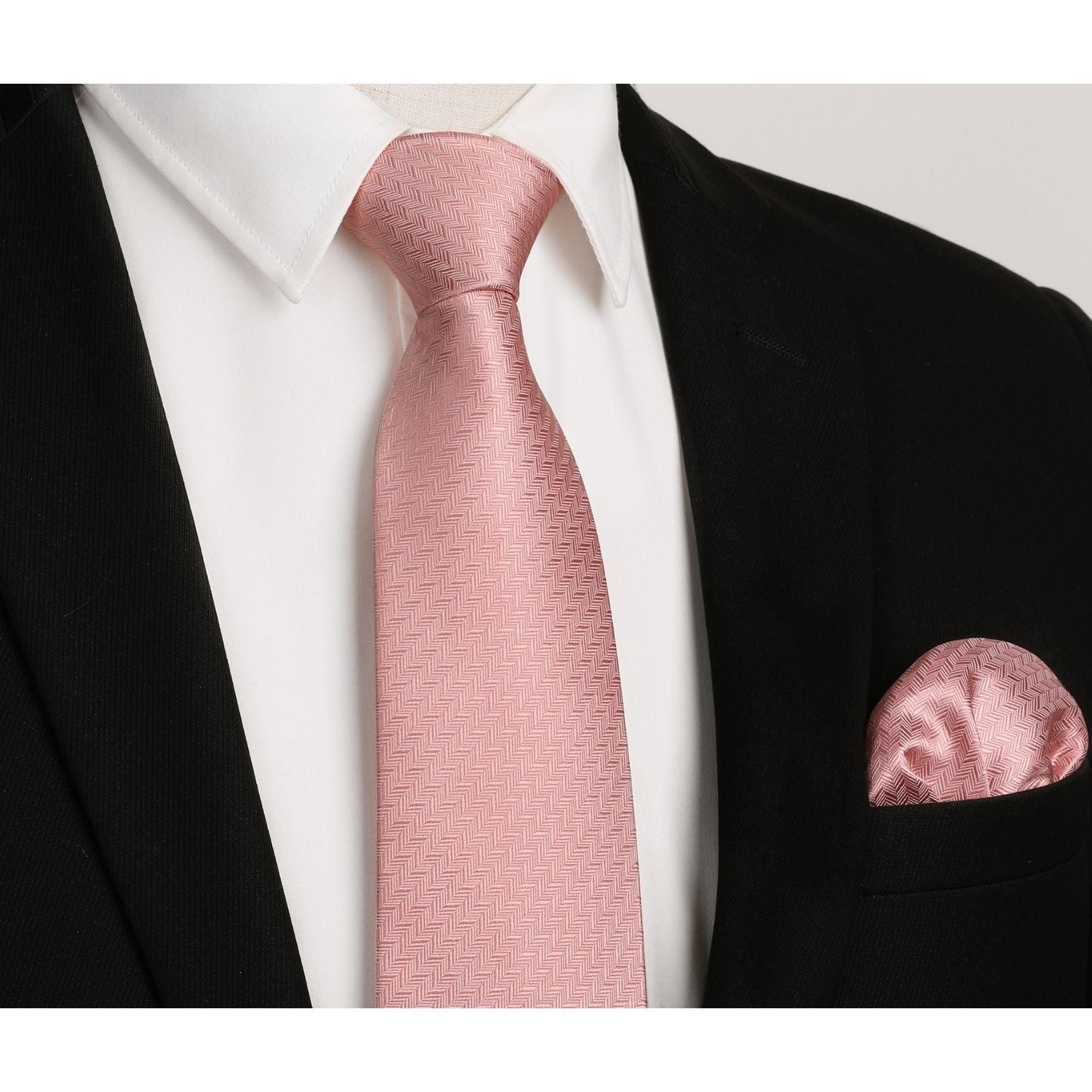 Houndstooth Tie Handkerchief Set - A-22 BLUSH PINK