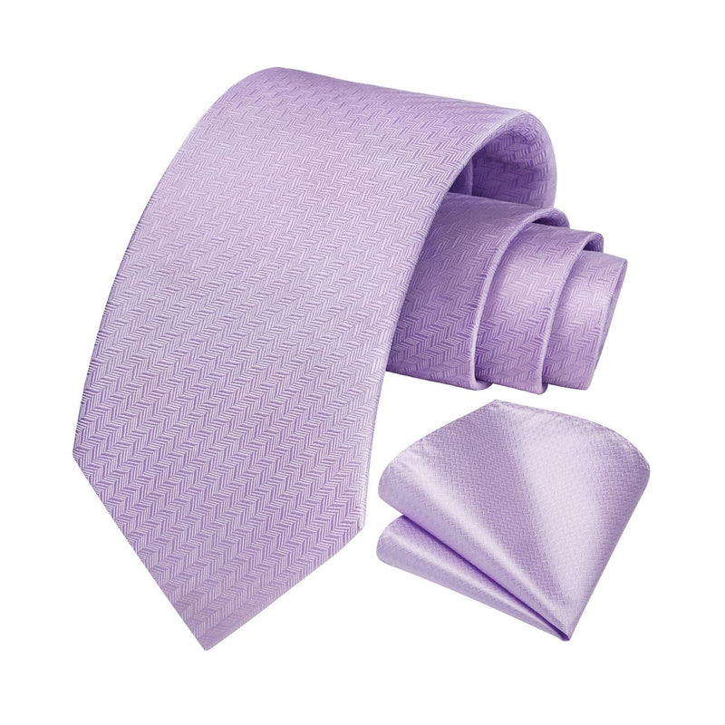 Houndstooth Tie Handkerchief Set - A-24 LIGHT PURPLE