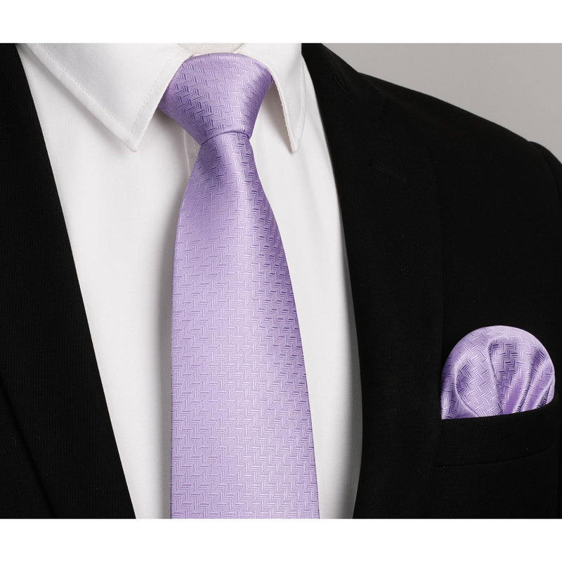 Houndstooth Tie Handkerchief Set - A-24 LIGHT PURPLE