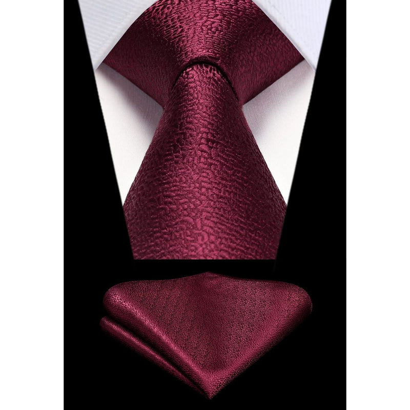 Houndstooth Tie Handkerchief Set - A3 BURGUNDY