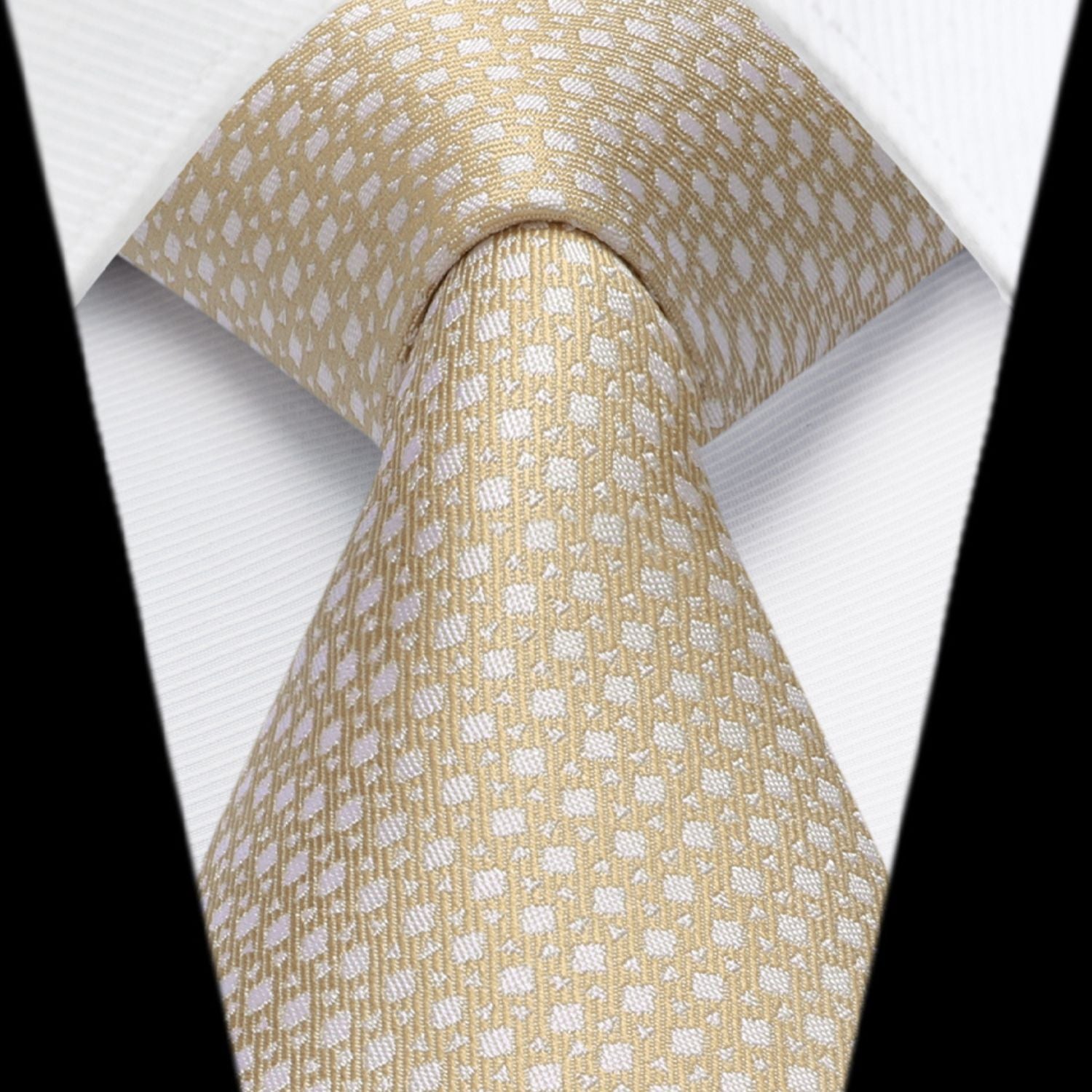 Hisdern Beige Houndstooth Wedding Tie Set