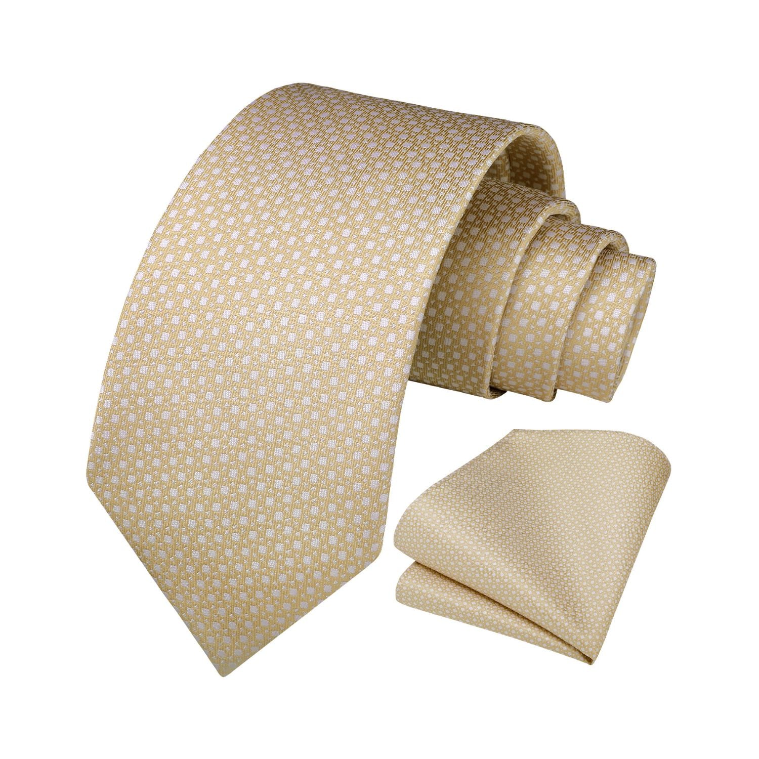 Hisdern Beige Houndstooth Wedding Tie Set