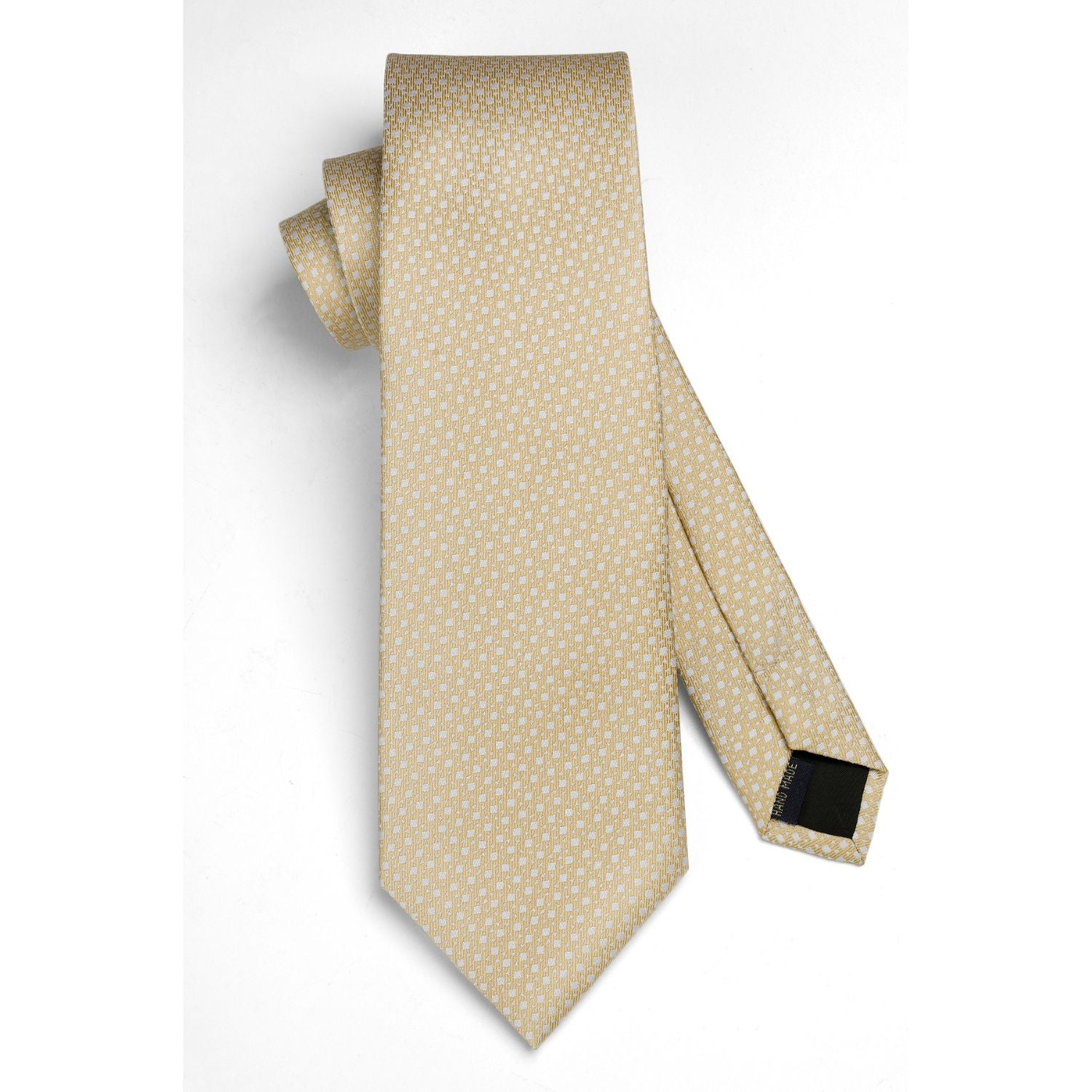 Hisdern Beige Houndstooth Wedding Tie Set