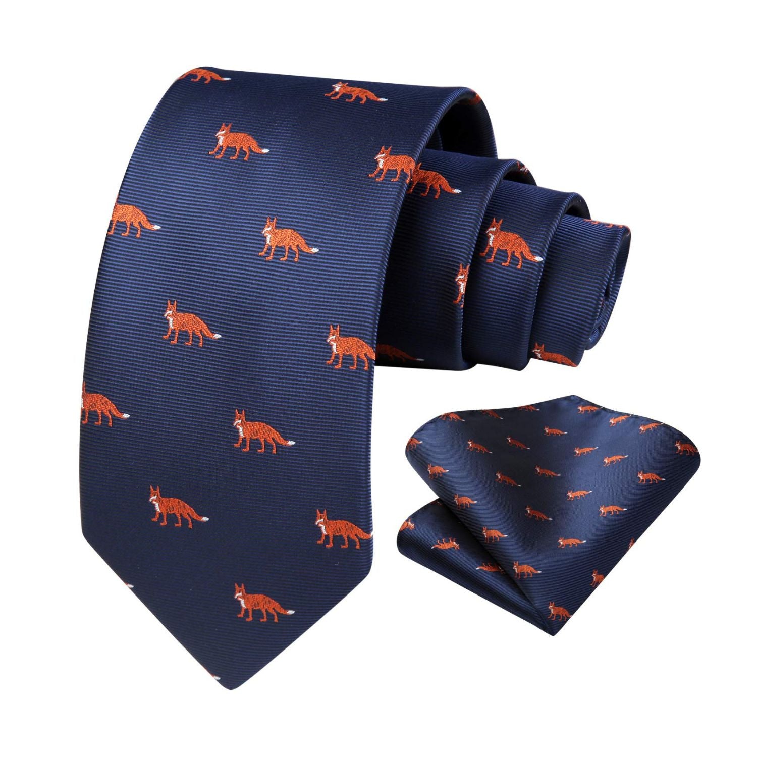 Fox Tie Handkerchief Set - 05-BLUE