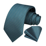 Men's Plaid Tie Handkerchief Set - TEAL BLUE