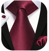 Houndstooth Tie Handkerchief Cufflinks - 03-RED 