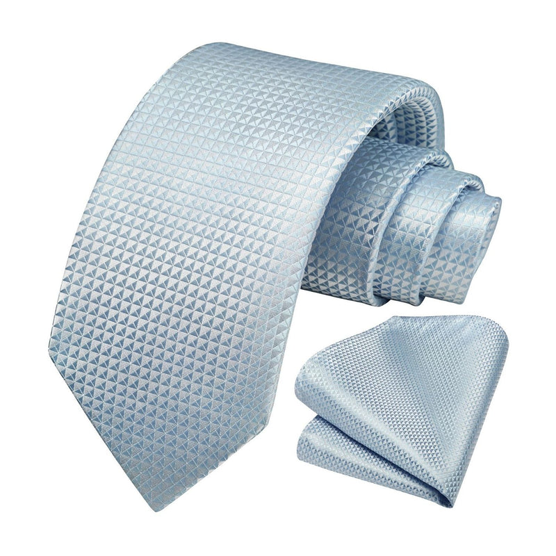 Houndstooth Tie Handkerchief Set - LIGHT BLUE-2