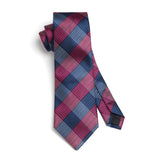 Plaid Tie Handkerchief Set - RED/NAVY BLUE