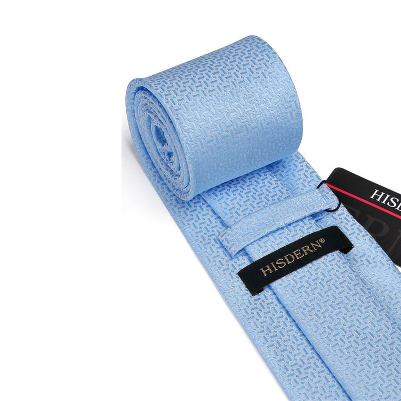 Houndstooth Tie Handkerchief Set - Z2-SKY BLUE