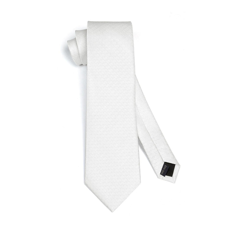 Houndstooth Tie Handkerchief Set - C-03 WHITE