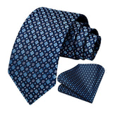 Men's Plaid Tie Handkerchief Set - C7-BLUE