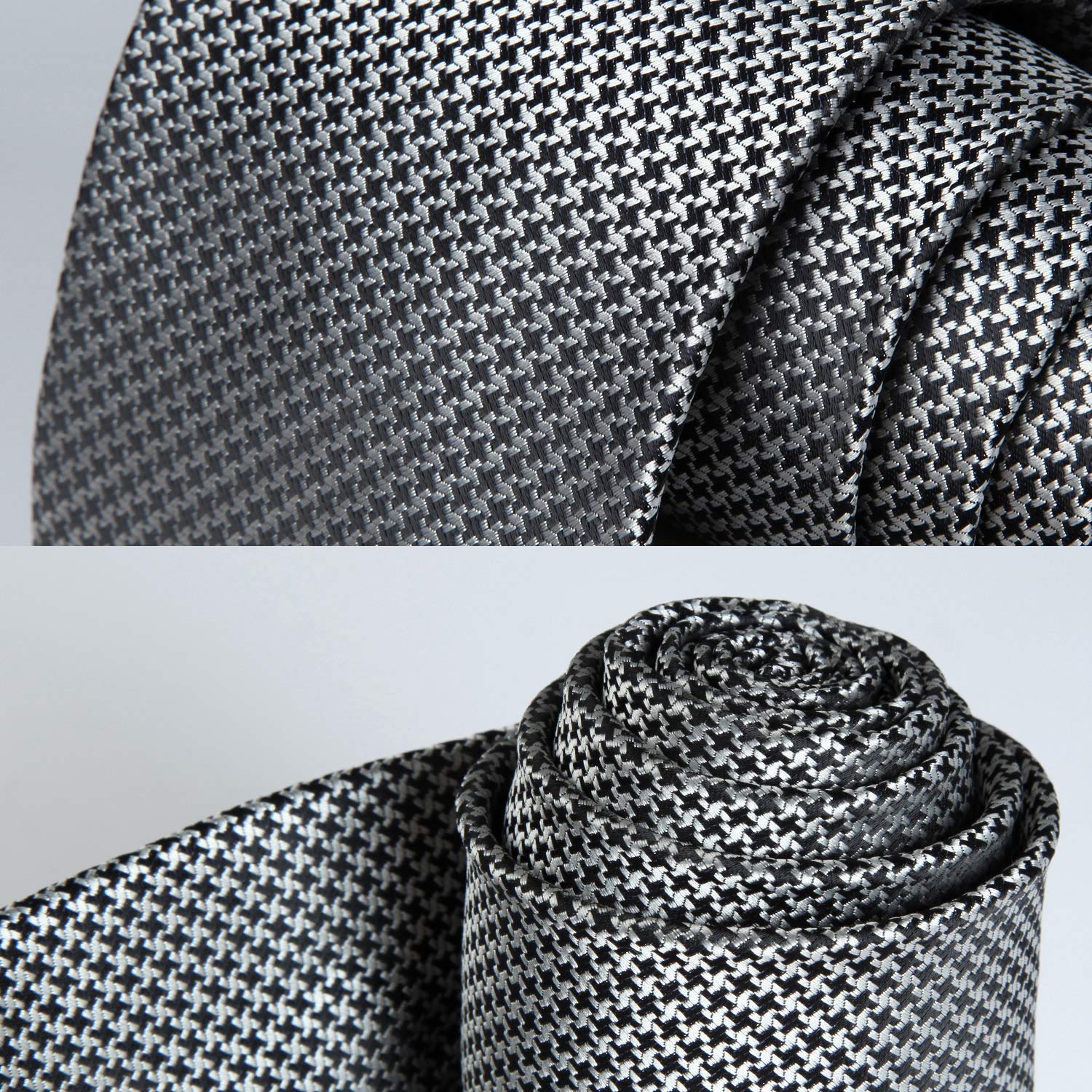 Houndstooth Tie Handkerchief Set - C-02 GREY HOUNDSTOOTH