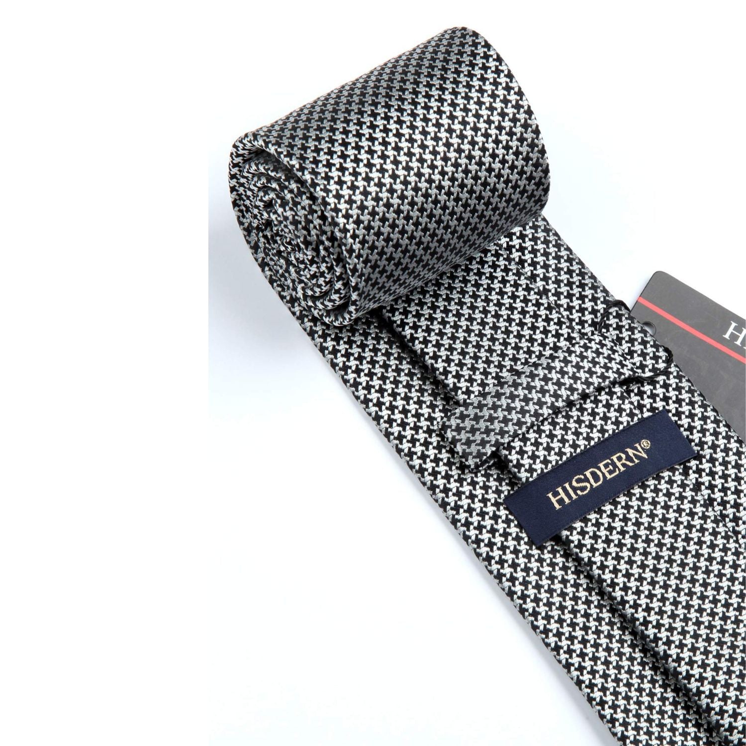 Houndstooth Tie Handkerchief Set - C-02 GREY HOUNDSTOOTH