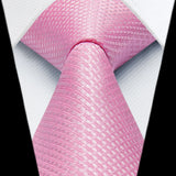 Men's Plaid Tie Handkerchief Set - B-PINK