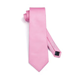 Men's Plaid Tie Handkerchief Set - B-PINK