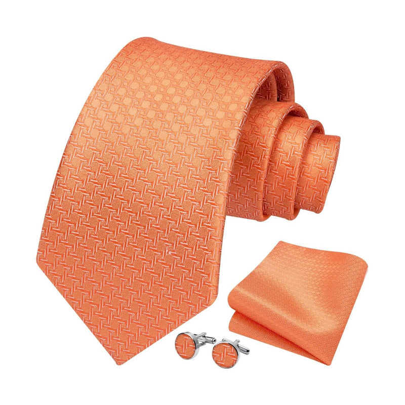 Houndstooth Tie Handkerchief Set - 07-ORANGE 6