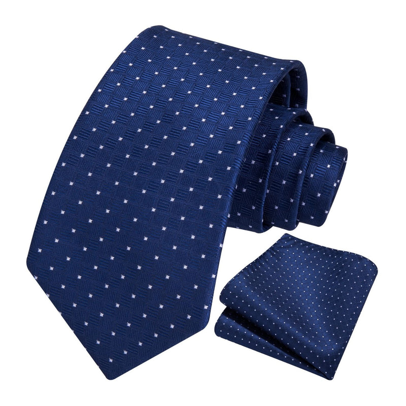 Men's Plaid Tie Handkerchief Set - C-05 BLUE 2