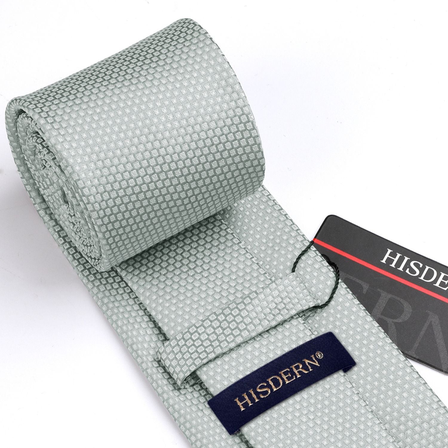 Hisdern Grey Plaid Wedding Accessories Set with Cufflinks