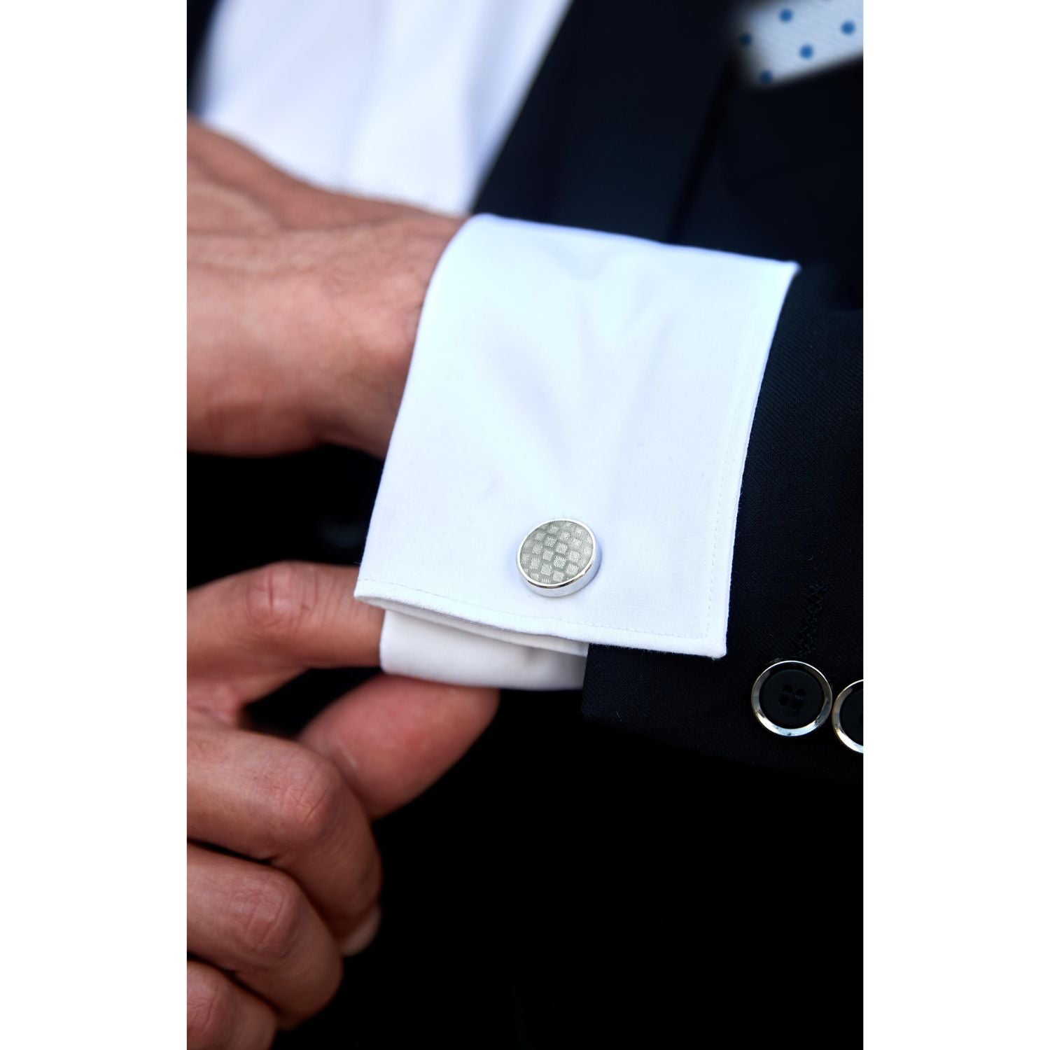 Hisdern Grey Plaid Wedding Accessories Set with Cufflinks