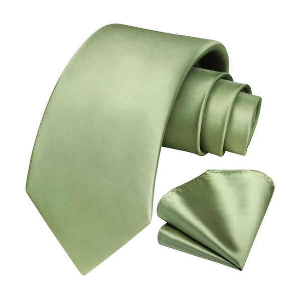 Solid Tie Handkerchief Set - Z2-SAGE GREEN