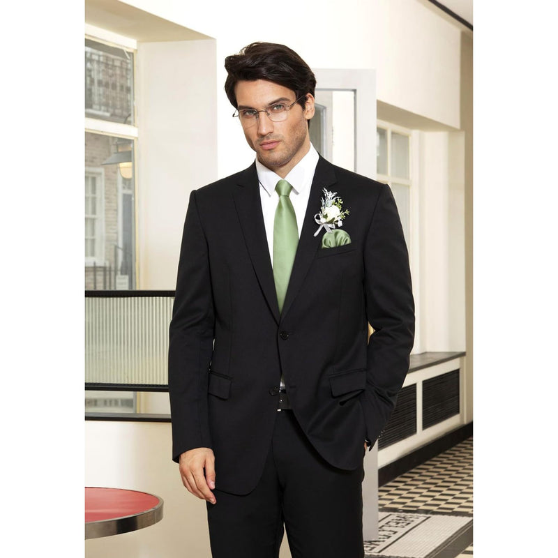 Solid Tie Handkerchief Set - Z2-SAGE GREEN