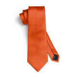Solid Tie Handkerchief Set - BURNT ORANGE
