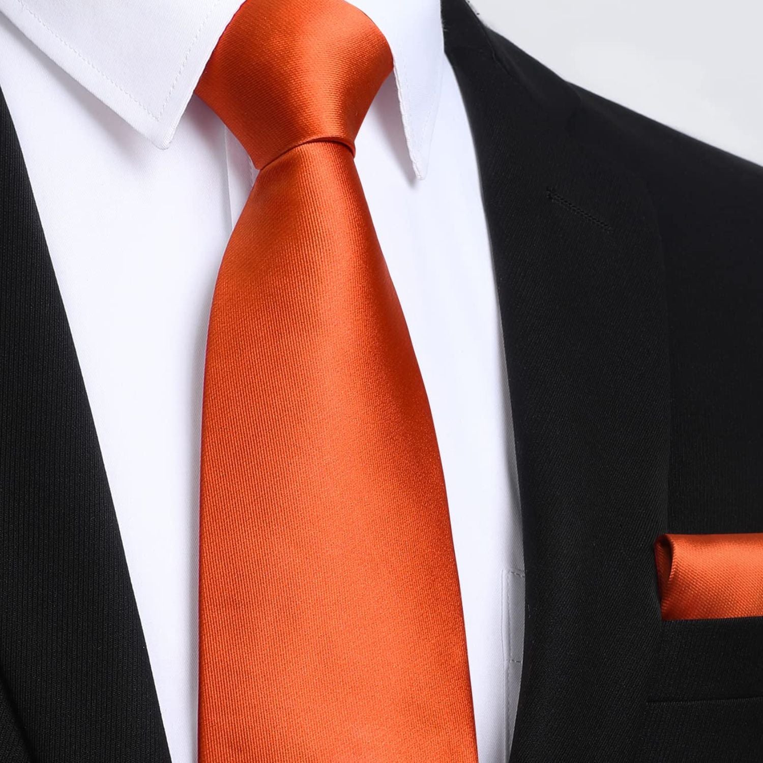 Solid Tie Handkerchief Set - BURNT ORANGE