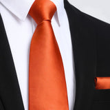 Solid Tie Handkerchief Set - BURNT ORANGE