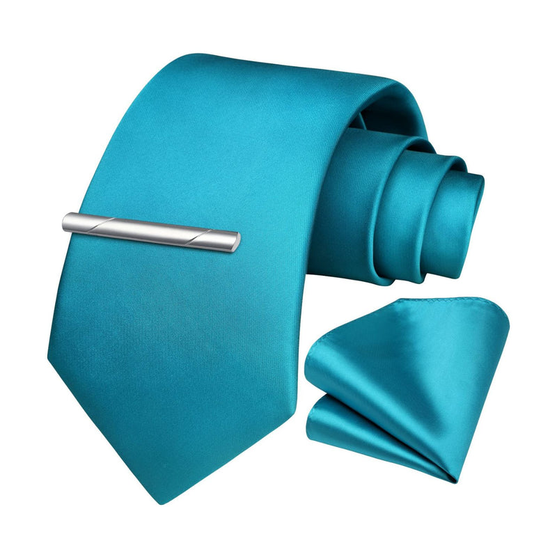 Solid Tie Handkerchief Clip - AQUA BLUE