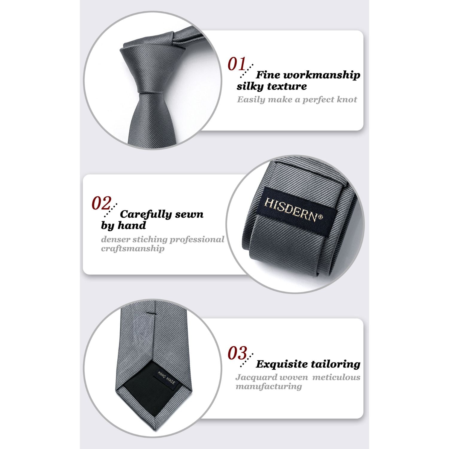 Solid 2.17 inch Skinny Formal Tie - 09-DARK GREY