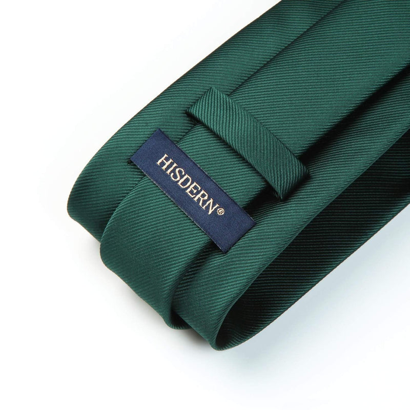 Solid 3.35 inch Tie Handkerchief Set - B-GREEN EMERALD DARK