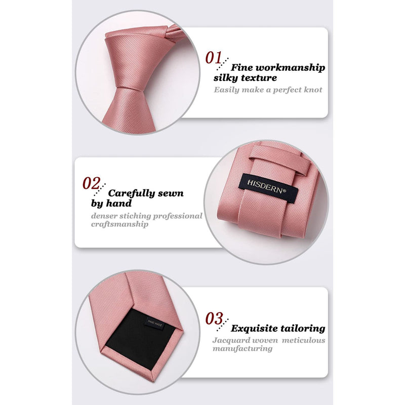 Solid Tie Handkerchief Cufflinks - PINK