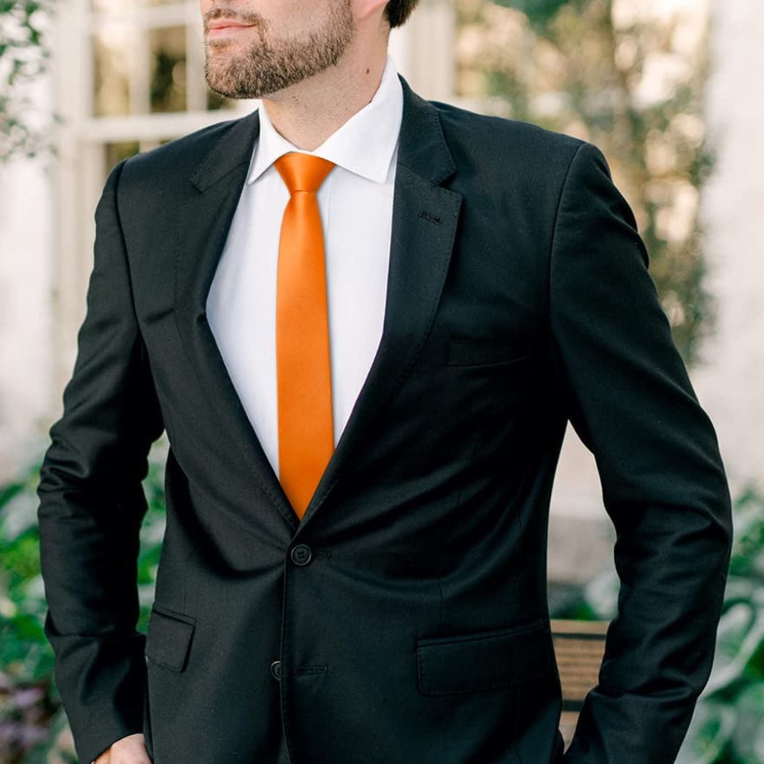 Solid 2.17 inch Skinny Formal Tie - 07-ORANGE