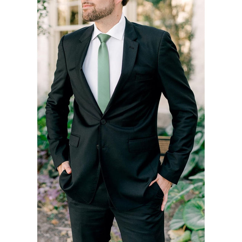 Solid 2.4' Skinny Formal Tie - C2-SAGE GREEN 2