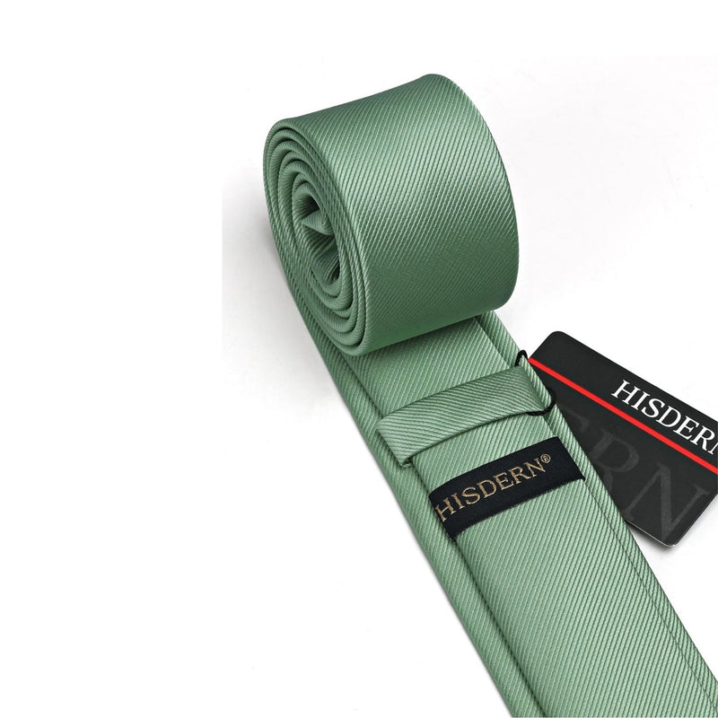 Solid 2.4' Skinny Formal Tie - C2-SAGE GREEN 2