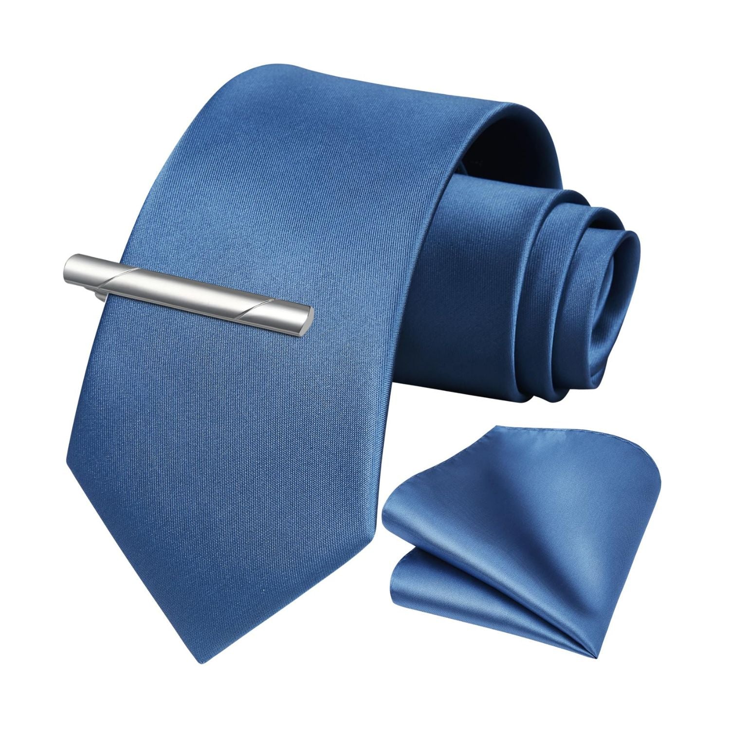 Solid Tie Handkerchief Clip - TECH BLUE