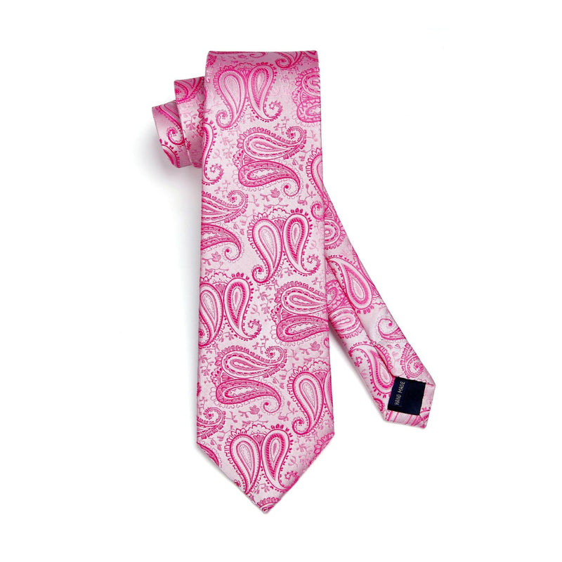 Paisley Tie Handkerchief Set - 03A-PINK3