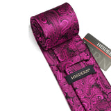 Paisley Tie Handkerchief Set - PLUM