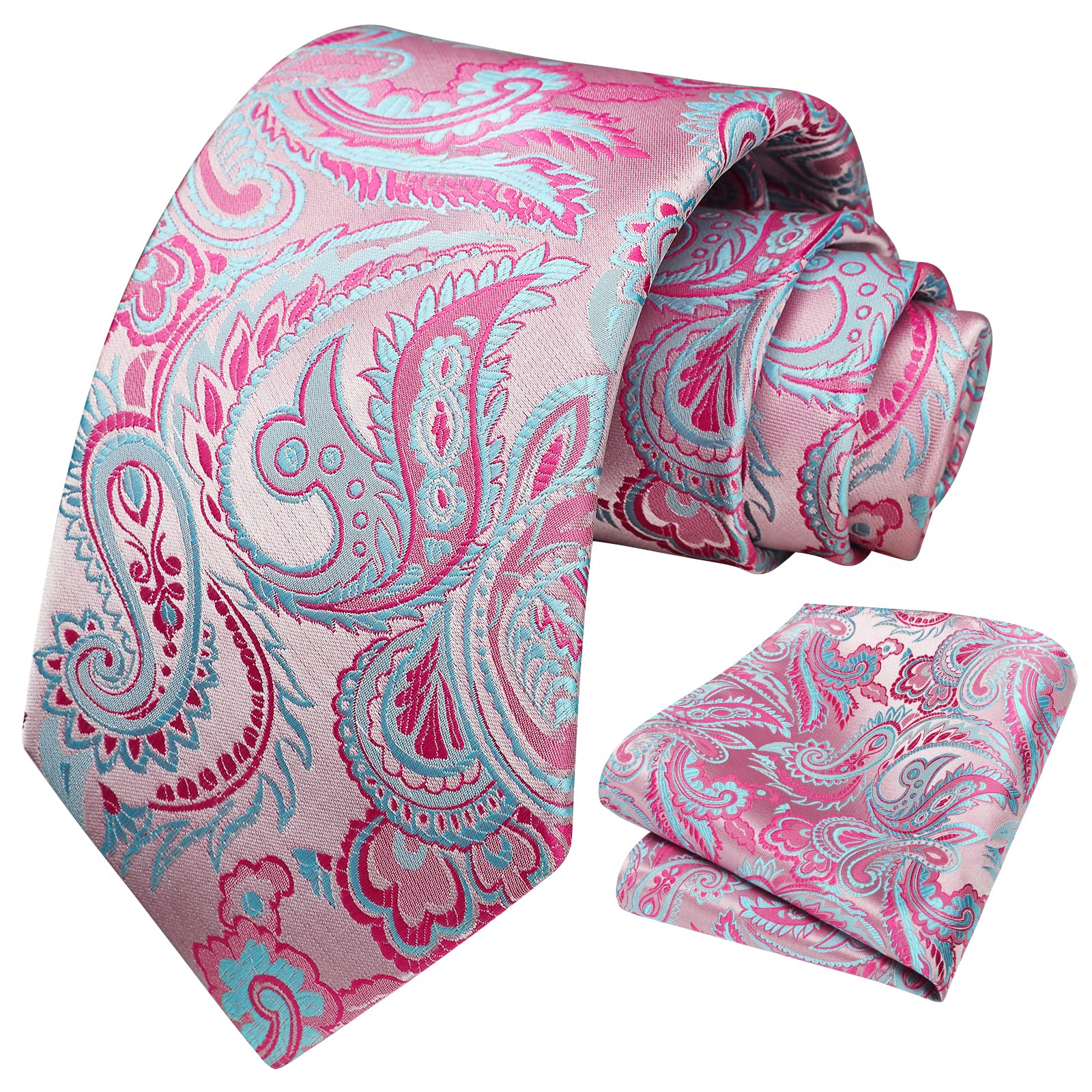 Paisley Tie Handkerchief Set - PINK-PAISLEY