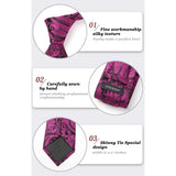 Paisley Extra Long Tie Handkerchief Set - C16-HOT PINK