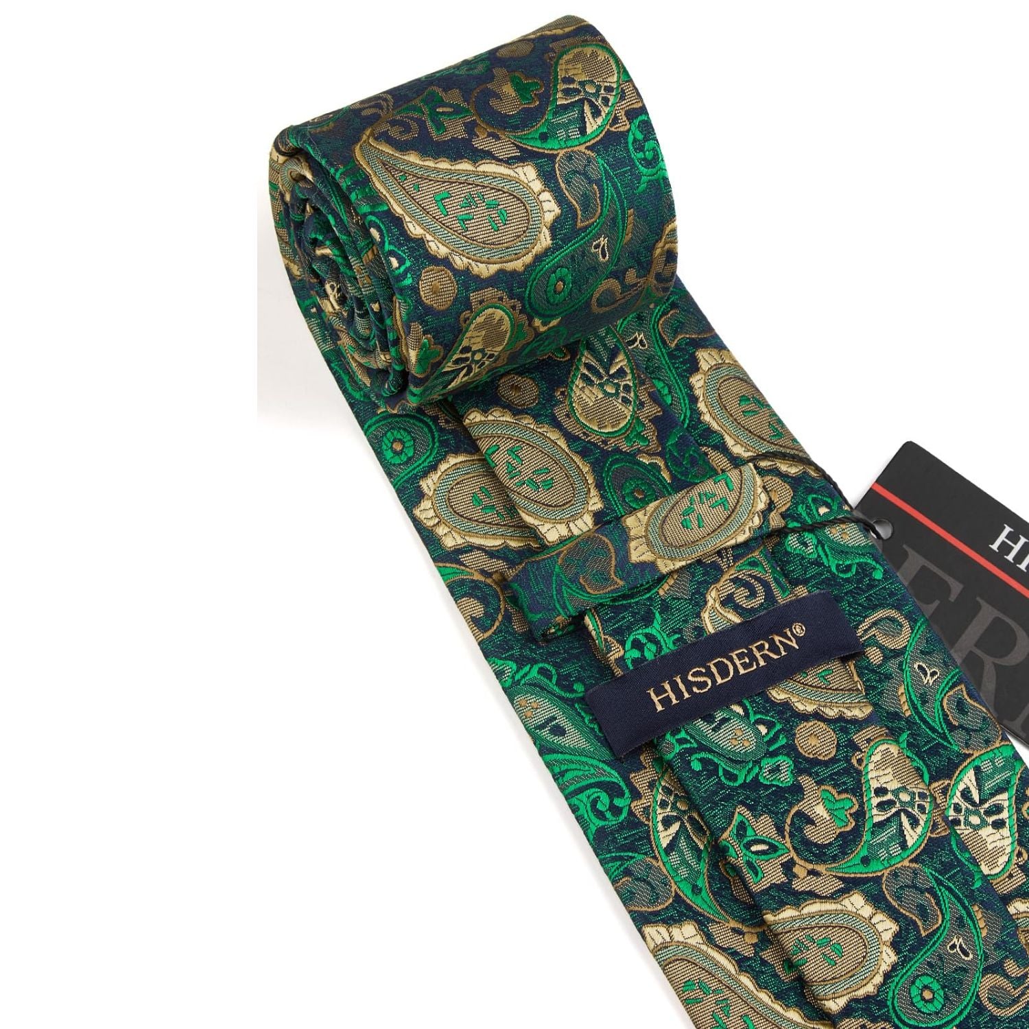 Hisdern Green Paisley Tie Set For Groomsmen