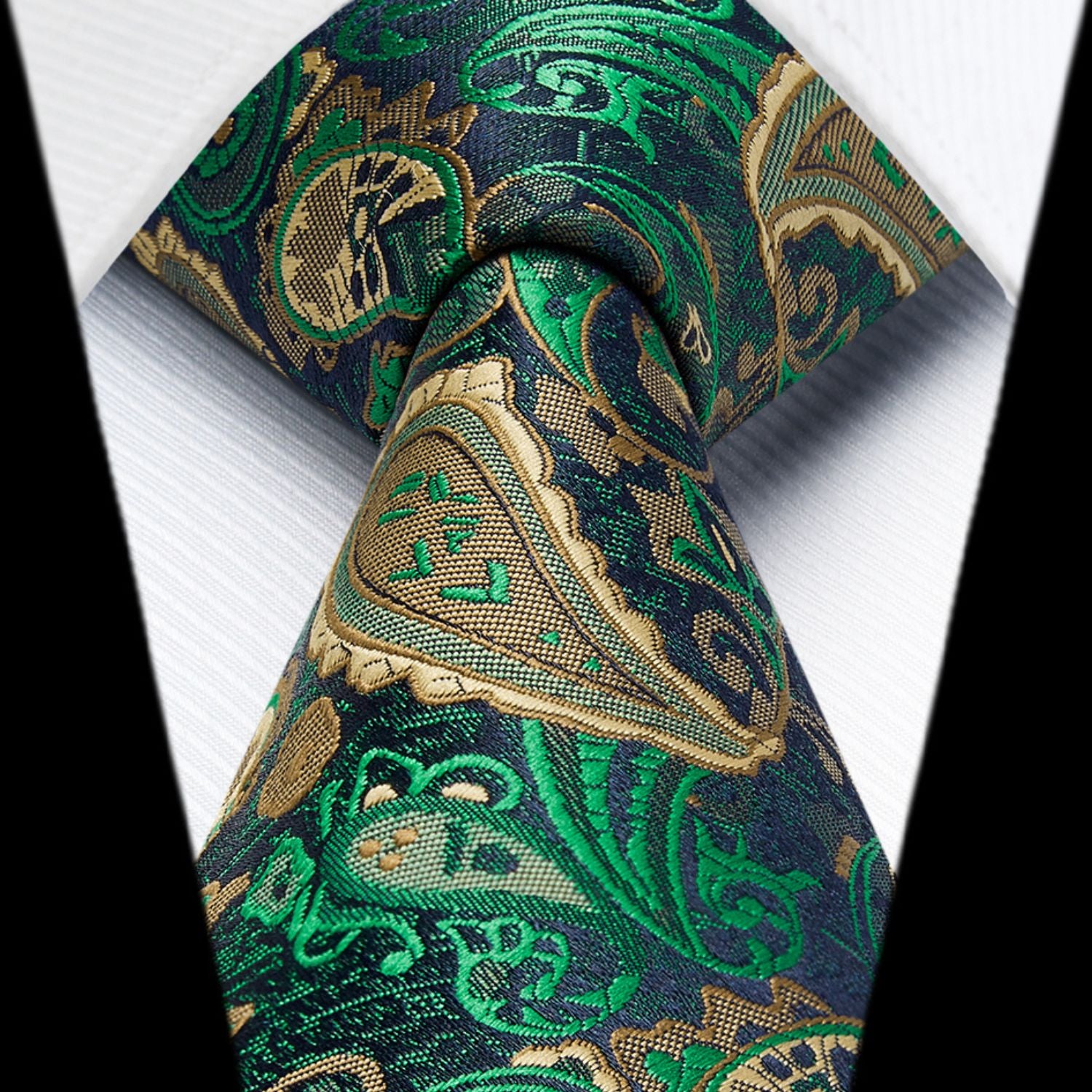 Hisdern Green Paisley Tie Set For Groomsmen