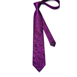 Paisley Solid Tie Handkerchief Set - G5-EGGPLANT