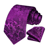 Paisley Solid Tie Handkerchief Set - G5-EGGPLANT