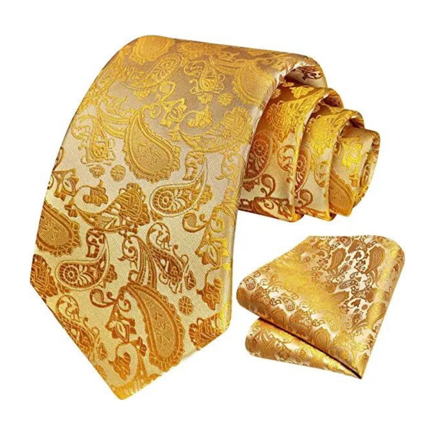 Paisley Tie Handkerchief Set - E6-YELLOW