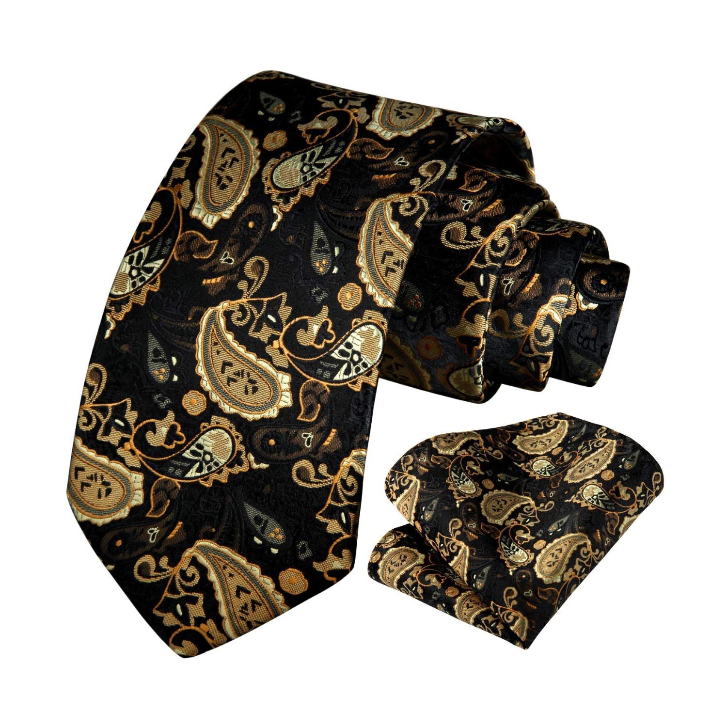 Paisley Tie Handkerchief Set - GOLD/BLACK